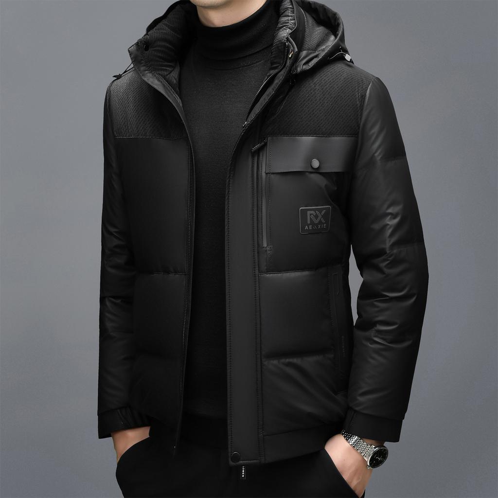 Haining genuine leather jacket men's autumn and winter new hooded sheepskin down jacket middle-aged and elderly jacket