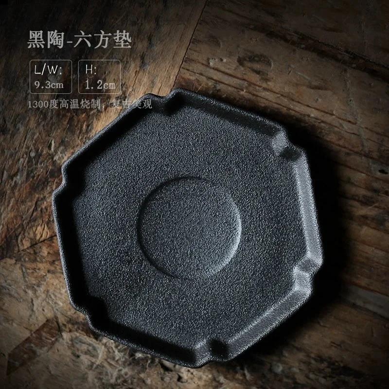 Rough Ceramic Square Coasters Japanese Retro Home Kitchen Anti-scald Heat Insulation Cup Base Kung Fu Tea Ceremony Accessories