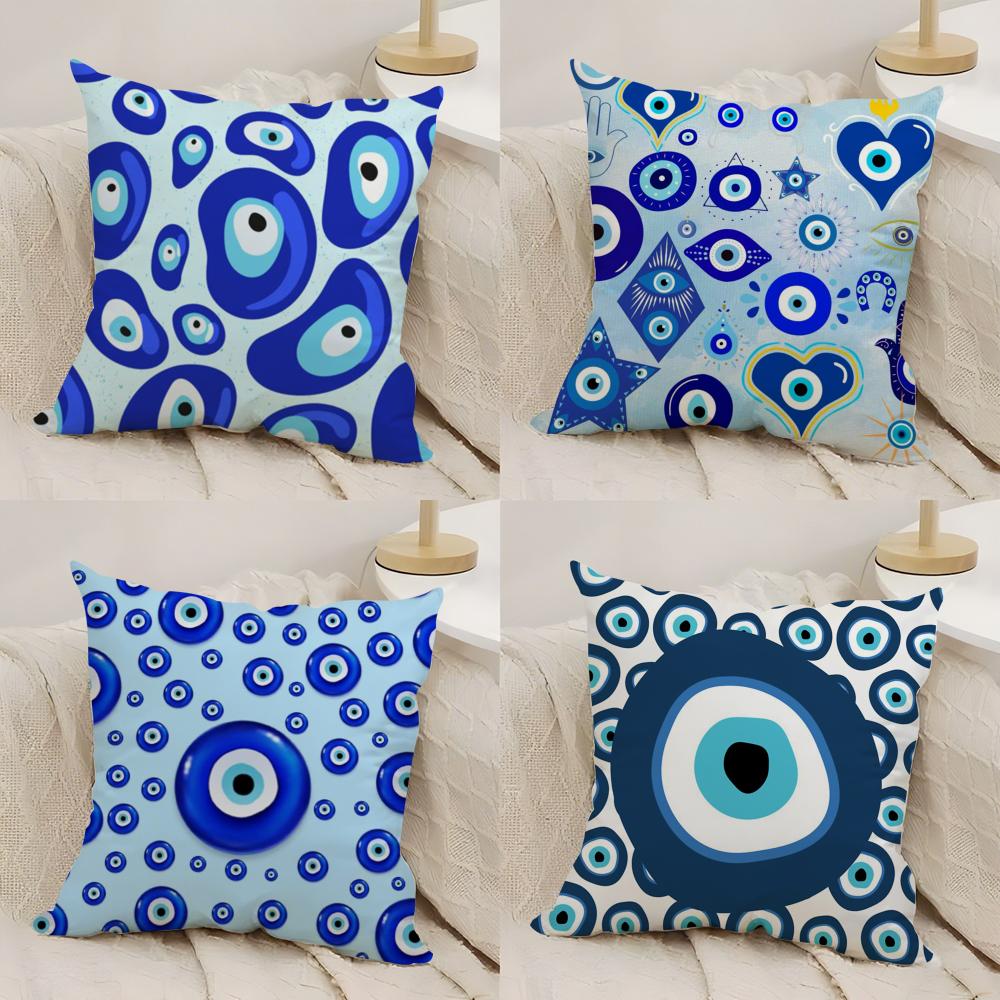 Eye Symbol Art Cushion Cover Silky Short Plush Double-Sided Printed Pillow Case for Sofa All Seasons Home Decor Gift