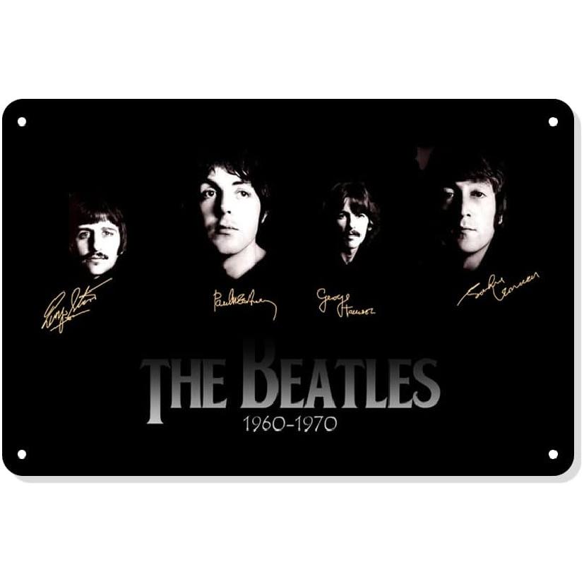 Декор стен The Beatles - Металлические жестяные таблички The Beatles, Ретро арт-плакат The Beatles, Декорации для тематической вечеринки-дня рождения The Beatles 12x8 дюймов band
