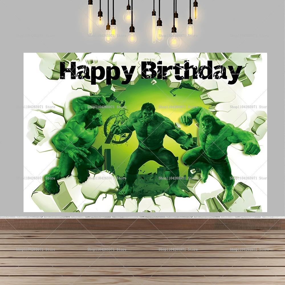 Fondo de foto de Hulk, superhéroe, gigante de dibujos animados verde, decoraciones para fiesta de cumpleaños infantil, artículos para baby shower.