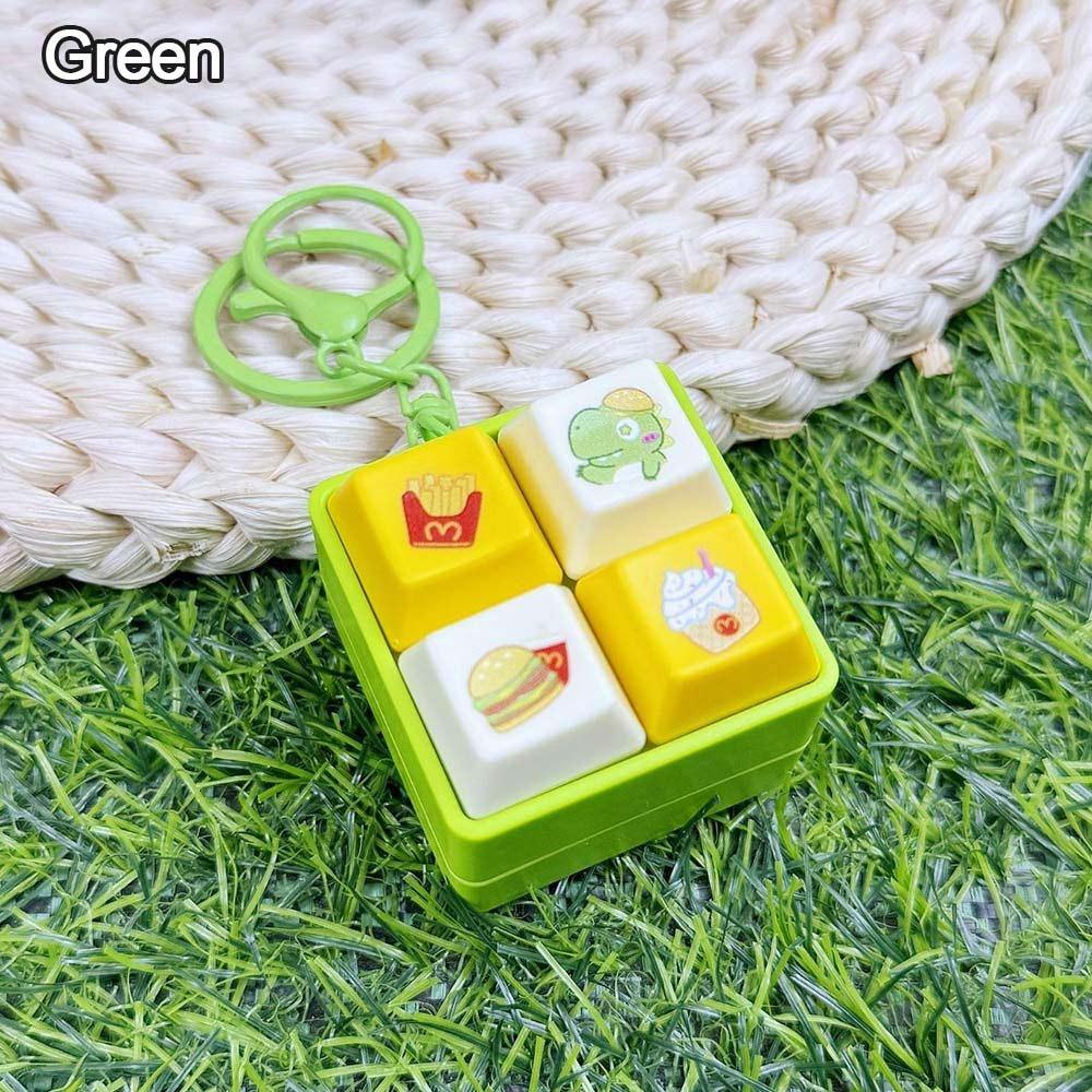 

Creative Cartoon Fidget Keychain DIY Keyboard Finger Keyboard Caps Keys Button Squeeze Music Keychain Four-square Keychain зелёный