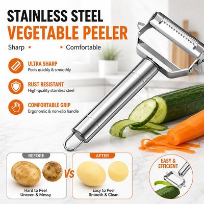 Kitchen Vegetable Peeler Stainless Steel Melon Planer Double-Head Peeler Household Multiple-Function Fruit And Vegetable Peeler