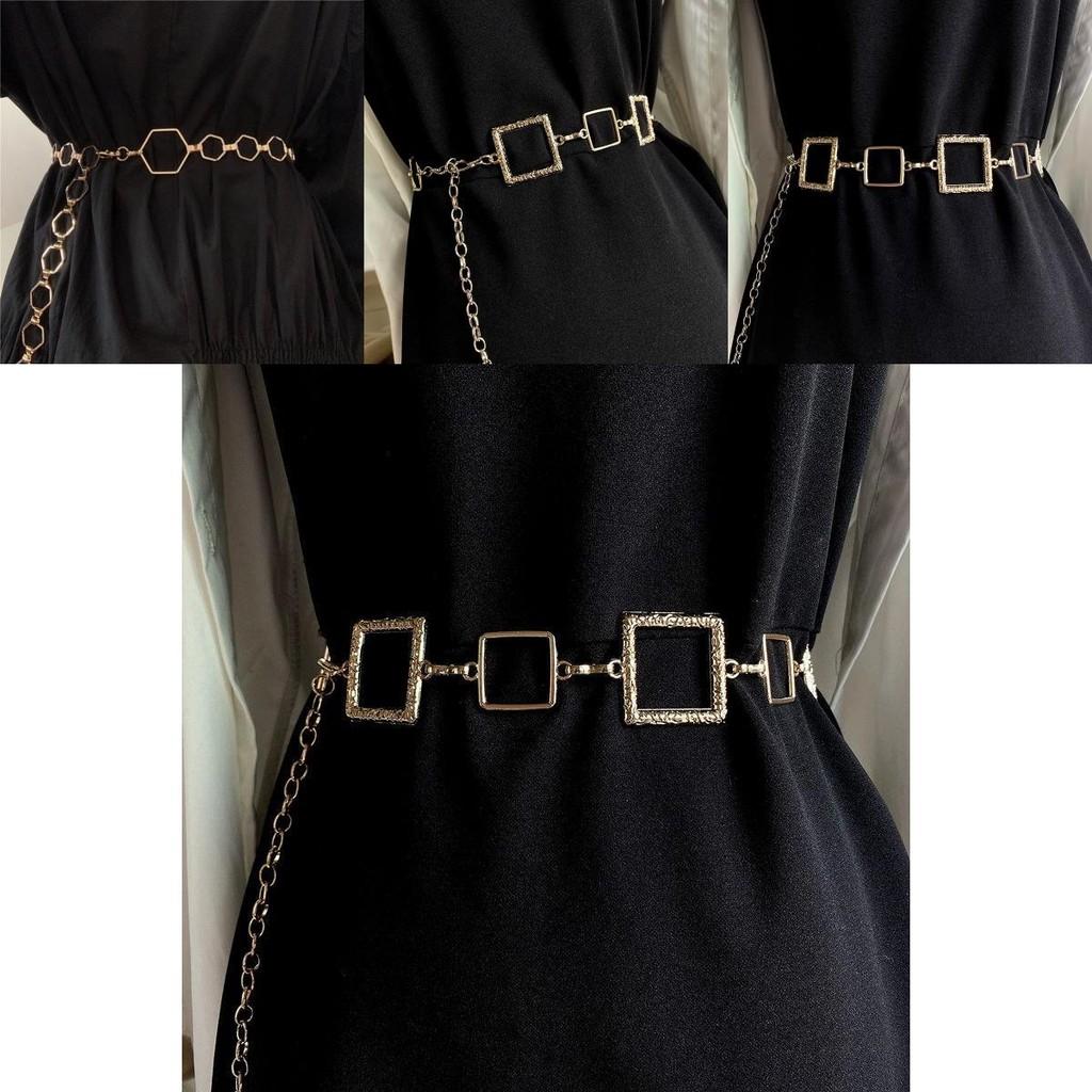 Gold Elegant Quadrilateral Waist Chain For Women Fashionable Accessory For Dresses