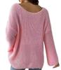 Valentine's Day Heart Embroidery One-Shoulder Pullover Sweater for Women