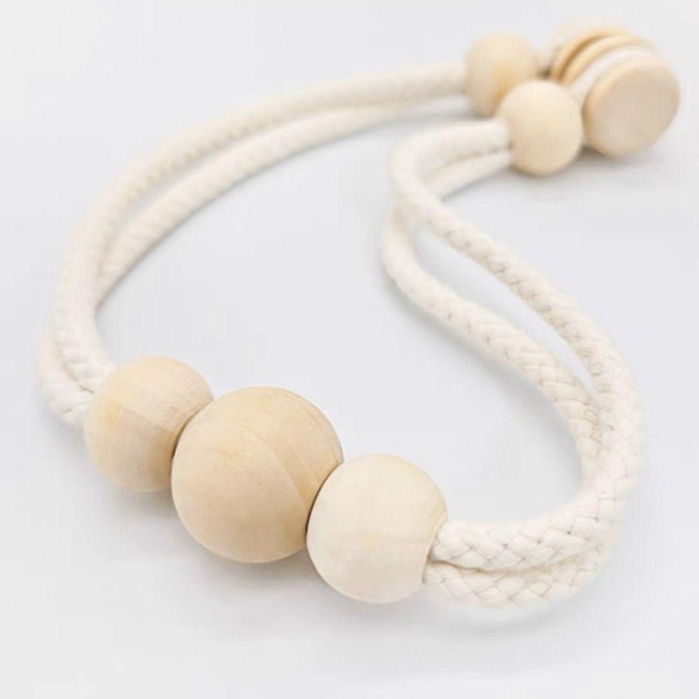 2Pcs Creative Magnetic Curtain Binding Strap Solid Wood Decorative Curtain Tiebacks Woven Curtain Clasp Home Decoration