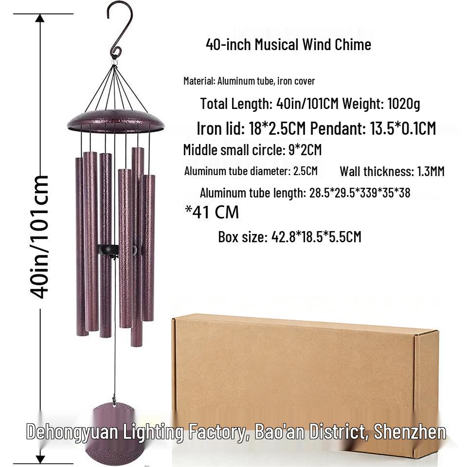 Large Metal Wind Chime, 6 Tubes - Musical, Sympathy & Memorial Gift for Outdoor Decor