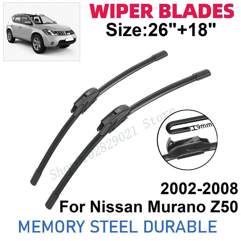 

2PCS Wiper Blades Set Kit For Nissan Murano Z50 2002-2008 Front Windshield Brushes Windscreen Window Accessories чёрный