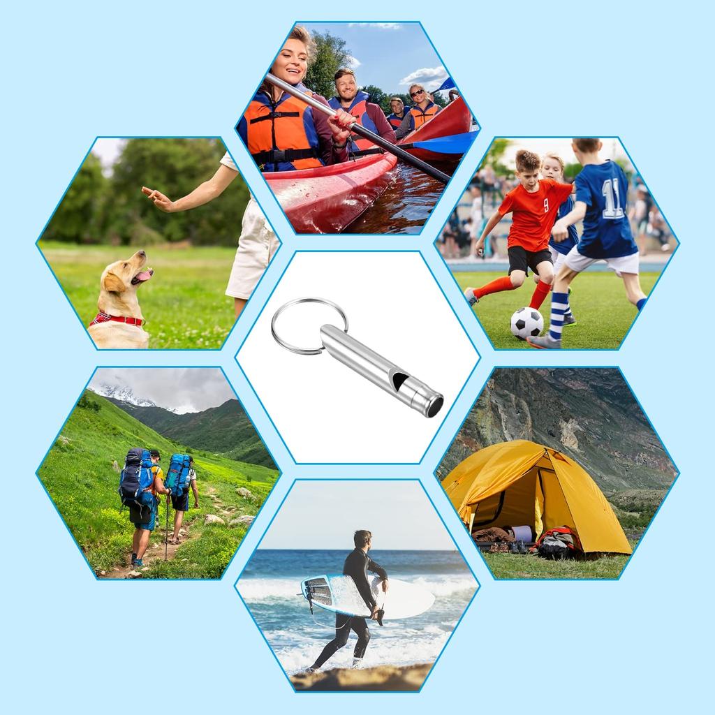 PATIKIL 12pcs Emergency Whistle Safety Whistle with Keychain Loud Aluminum Outdoor Survival Whistle for Camping Hiking Silver