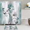 Rustic Shower Curtain Grey Floral Fabric Bath Curtains Butterfly Daisy American Country Farm Style Bathroom Decor With 12 Hooks