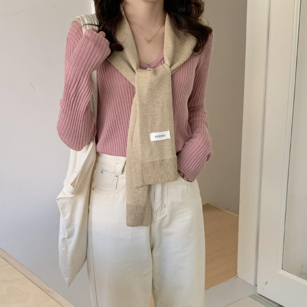 

Blouse Shoulders Knitted Shawl Solid Color Knotted Cape Elegant Knit Scarf Women хакі