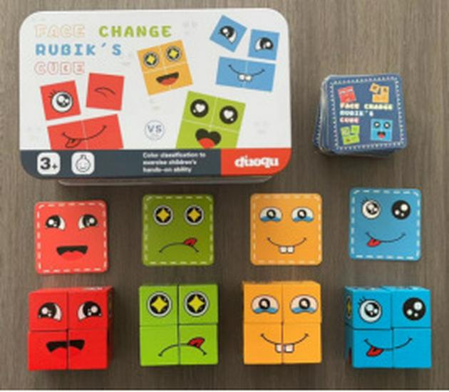 

Развивающий деревянный кубик-рубик с меняющимися лицами для интерактивного обучения