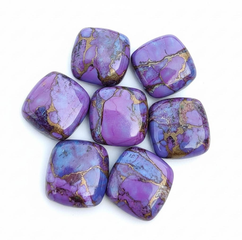 Cabochões de Turquesa Cobre Roxa - Gemas de Formato Quadrado Grau AAA