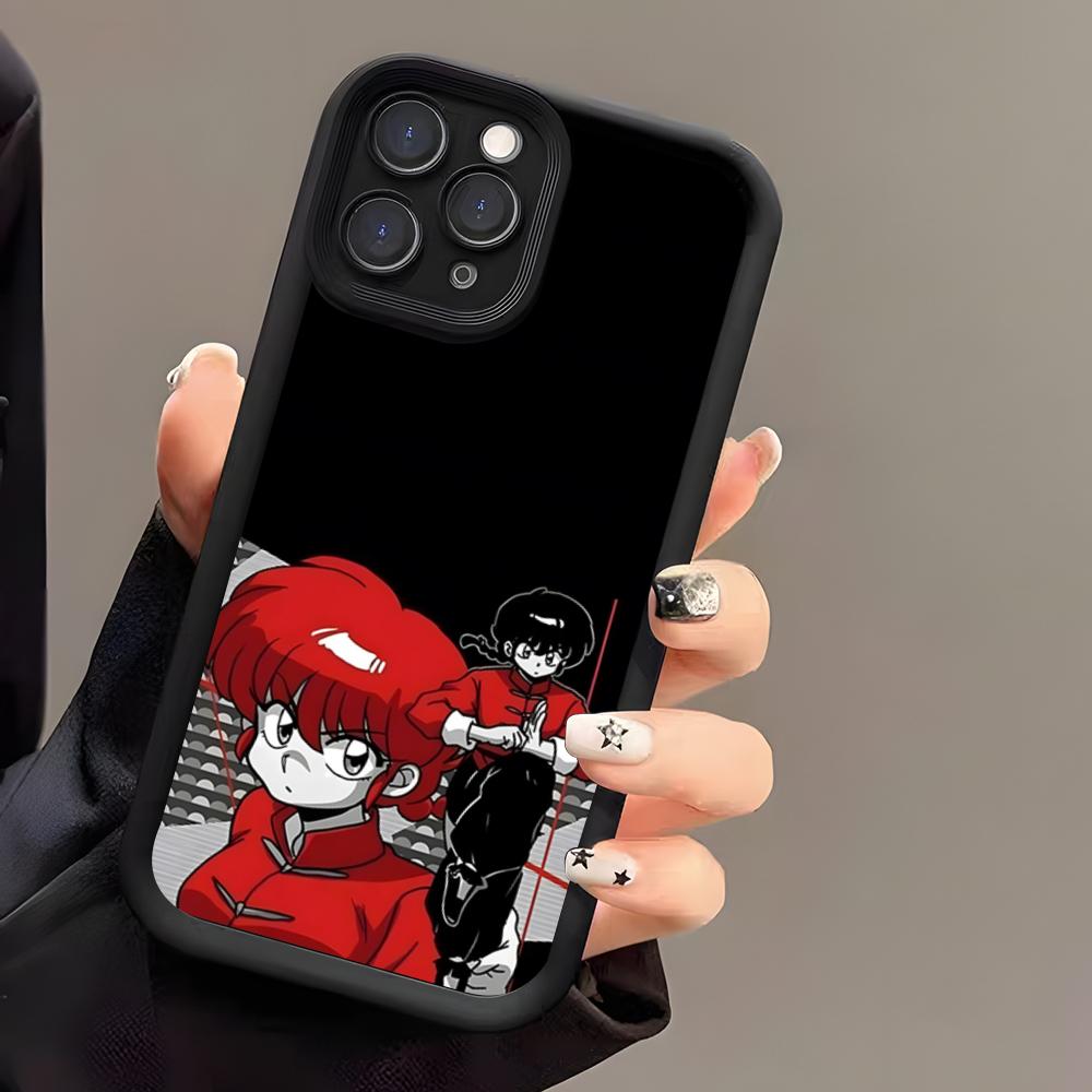 Cartoon R-Ranma 1 2 Phone Case For IPhone 17 Air 16 E 15 14 Plus 13 12 11 Pro Max Black Sky Eye Stepped Protective Case