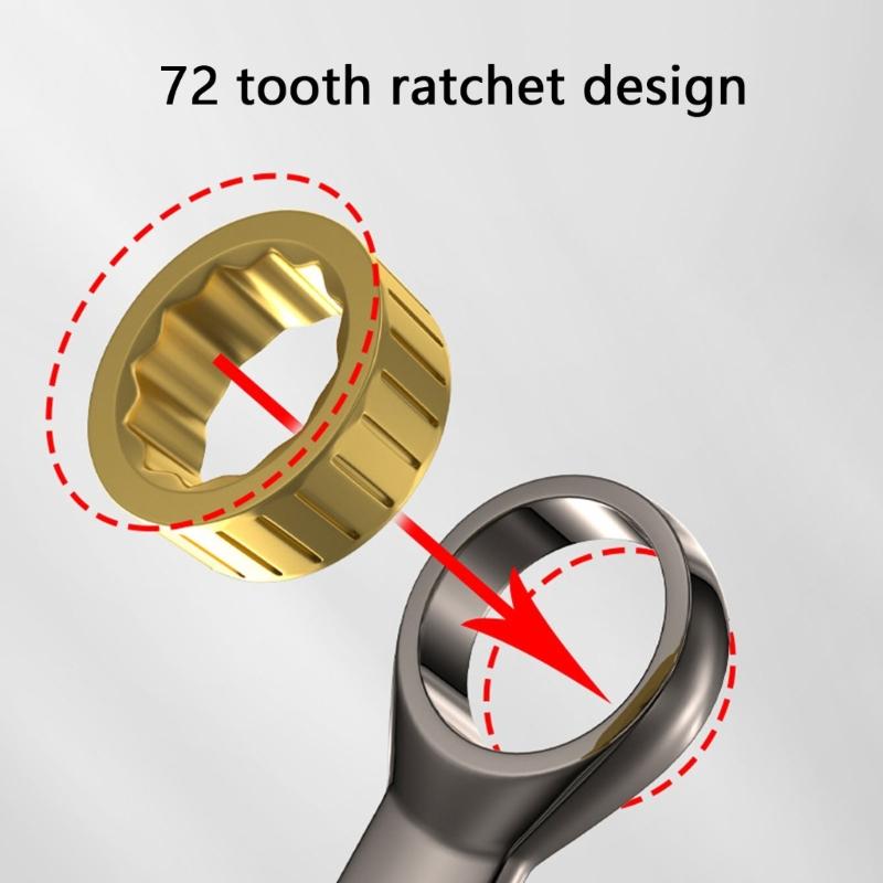 72 Tooth Gear Ratchet Wrench Steel Double Box End Spanner for Car Repair Tool Tightening Wrench Repairs Accessories