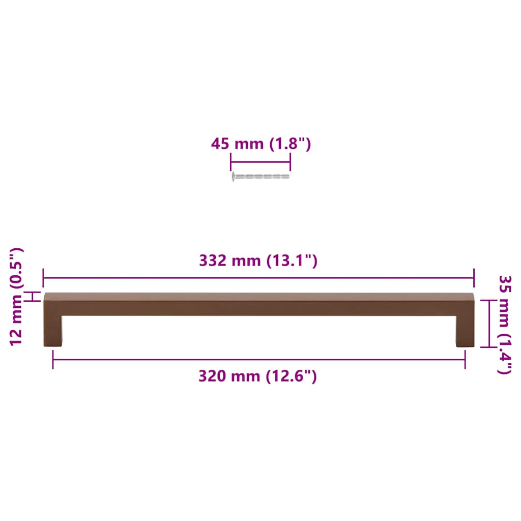Furniture Handles 5 Pcs Bronze 320 Mm Stainless Steel