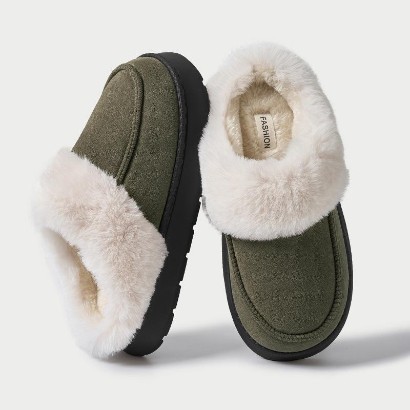 Men's cotton slippers autumn and winter new indoor home non-slip wool slippers outer wear plush warm thick-soled household cotton shoes