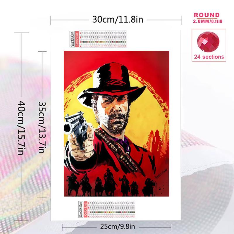 Red Dead Redemption 100% Round Full Drill 5D DIY Diamond Painting Embroidery Cross Stitch Rhinestone Décor