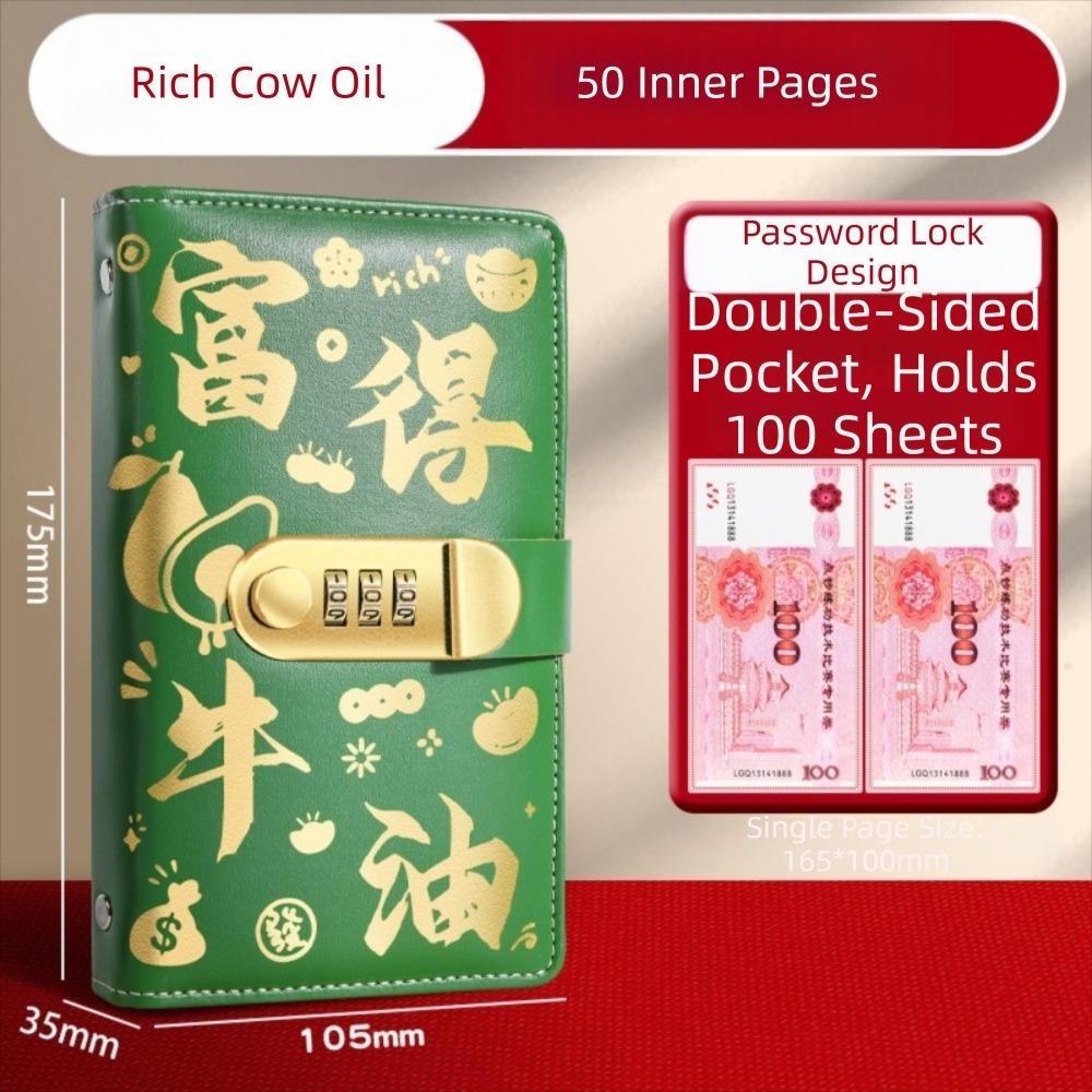 

With Password Lock 100 Envelopes Money Saving Challenge Save Money Get Rich Savings Binder Waterproof Portable зелёный