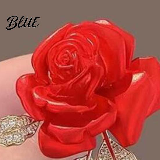 Decorative Brooch Accessory Alloy Pin Rose Flower Shape Shiny Rhinestones