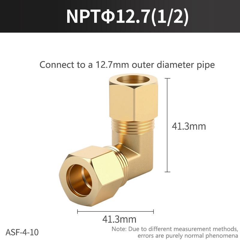 §2 Stück Messing NPT Doppel-Klemmring-Winkelstück 90 Grad Rechtwinkliges Rohrfitting für Wasser Öl Luftleitung Sanitär Hydraulische Systeme