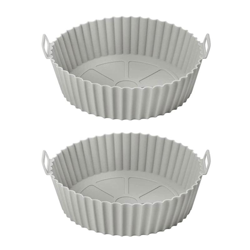 2Pcs Air Fryers Silicone Pot Non Liners Replacement Reusable Baking Tray Air Fryers Basket Dishwasher Safe