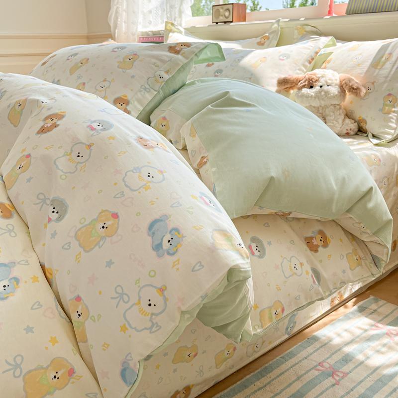 

Cartoon Bedding Set 100% Cotton Duvet Cover Set 3pcs - 140x200 200x200 Twin Full, Breathable, Hide Zipper Closure, Multi-Size 135x200cm(53x79 in)