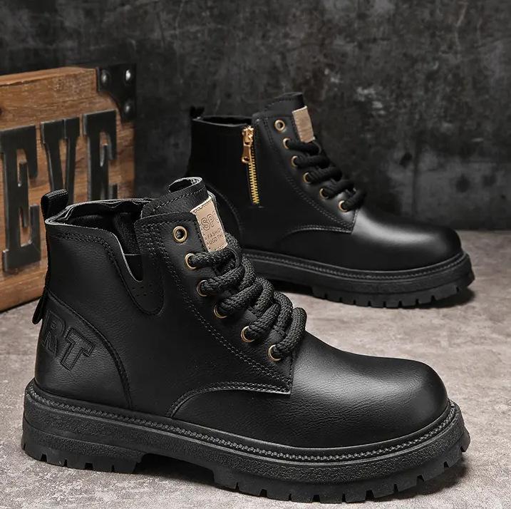 Martin boots men's winter black British style high-top knight boots men's outdoor middle-help combat training tooling leather boots