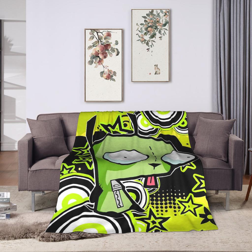 Invaders Zims Alien Cartoon Blanket Quality Warm Soft Throw Blanket Winter Picnic Couch Bed Fluffy Bedspread