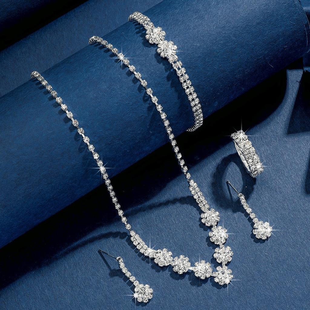 Jewelry Set Wedding Accessories Necklace Earrings Bracelet Three-Piece Evening Dress Wedding Batch