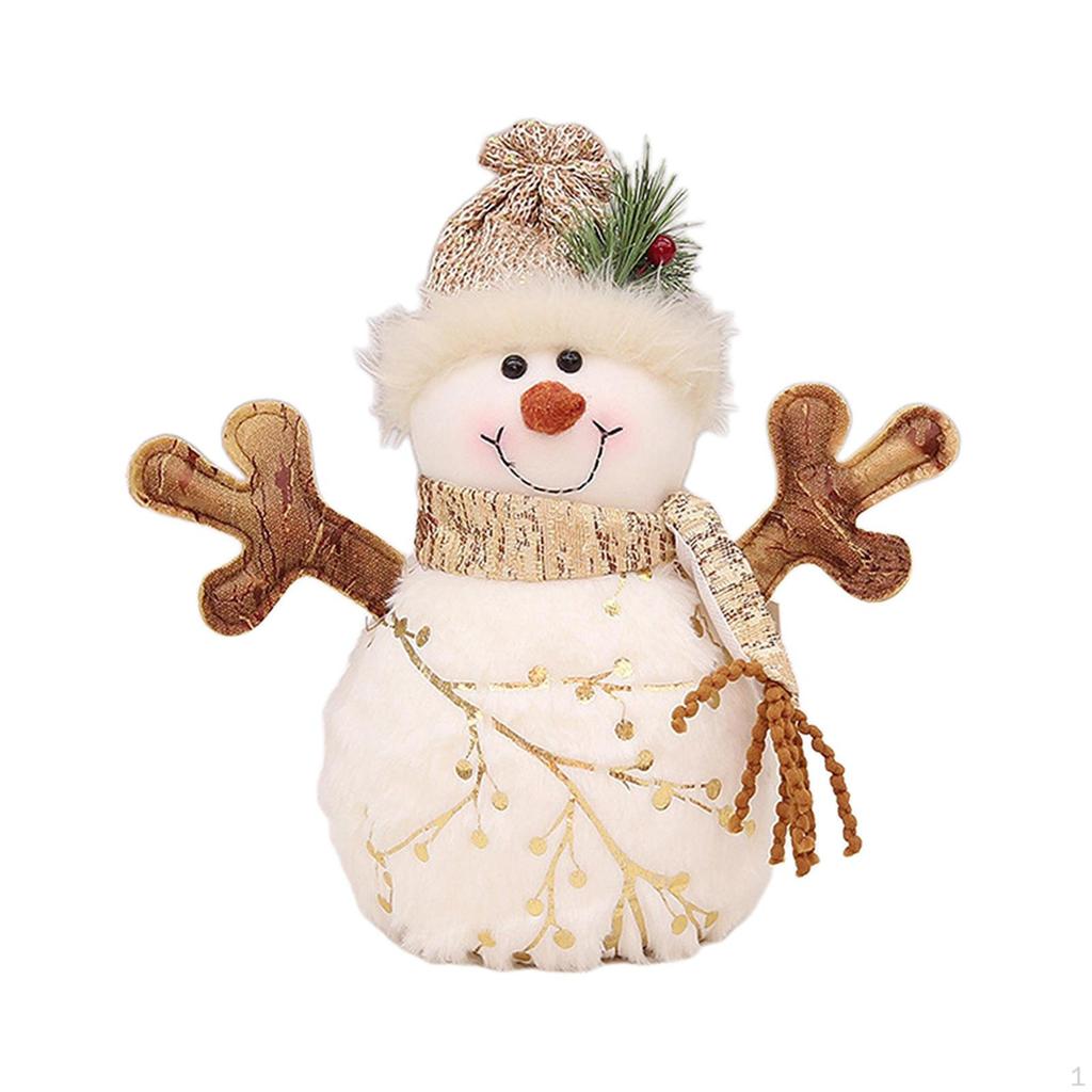 Christmas Snowman Doll Figure Ornaments Short Plush for Festival Hotel Tabletop Home Decoration