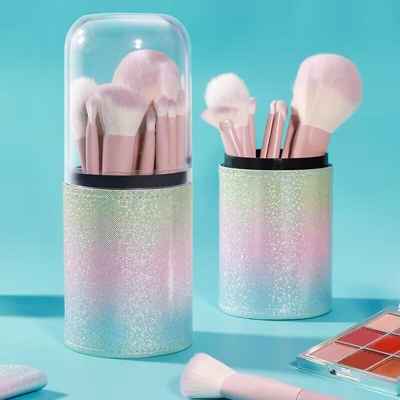 Set Pennelli Make-up Viola Stellato – 10 Pezzi, Include Pennelli per Cipria e Ombretti, Portatile, Disponibile