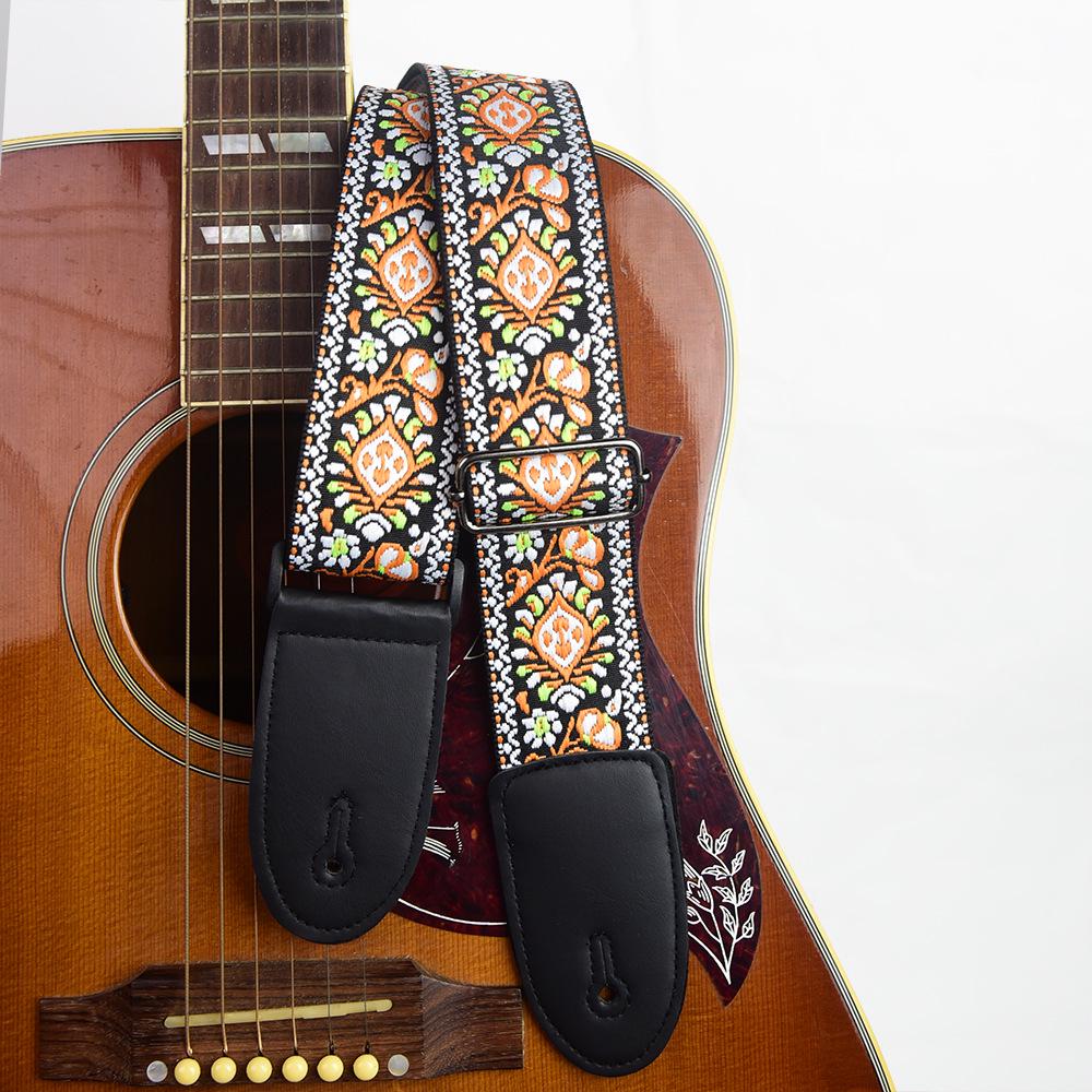 Thick Embroidered Universal Guitar Strap for Acoustic, Electric, and Wooden Guitars
