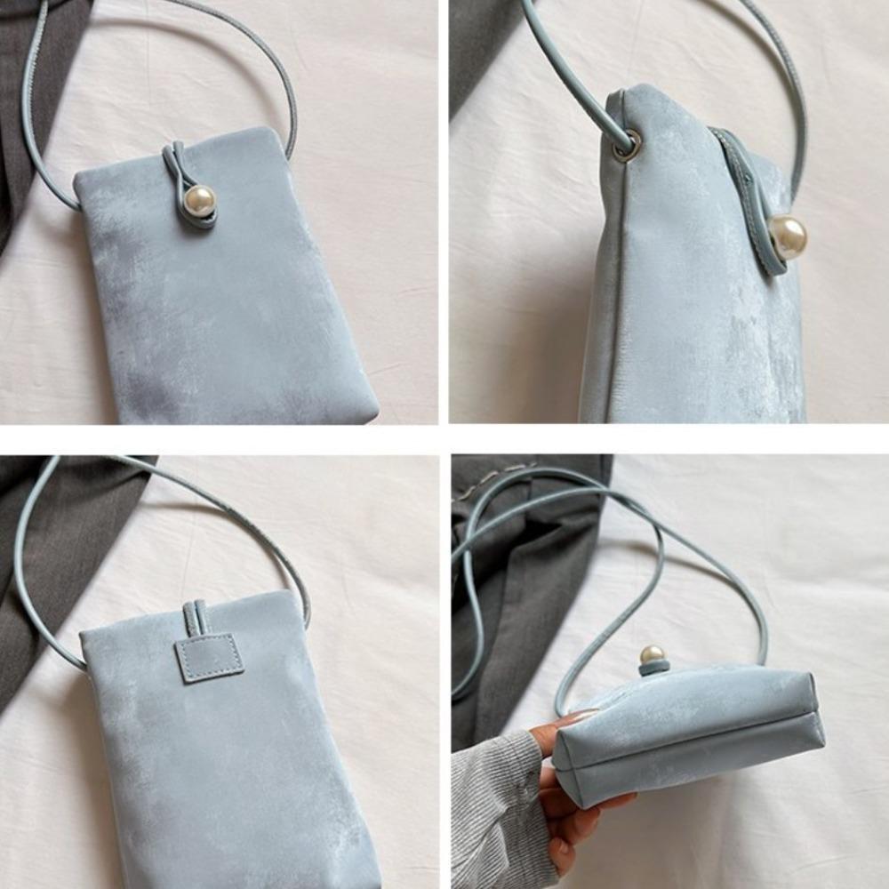 Pu Leather Small Square Bag Pearl Crossbody Bag Simple Shoulder Bag Girls