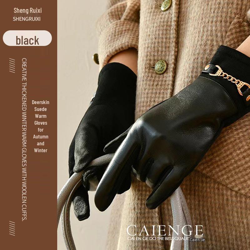 Damen Winterhandschuhe mit Fleecefutter: Warm, Winddicht, Touchscreen-Kompatibel, Proteinleder