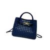 Woven color matching handbag fashionable metal rope buckle tote bag premium retro design shoulder messenger women's bag