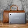 NZPJ Retro Men's Large-Capacity Leather Travel Bag First Layer Cowhide Shoulder Messenger Handbag with Zipper for 15 Inch Laptop