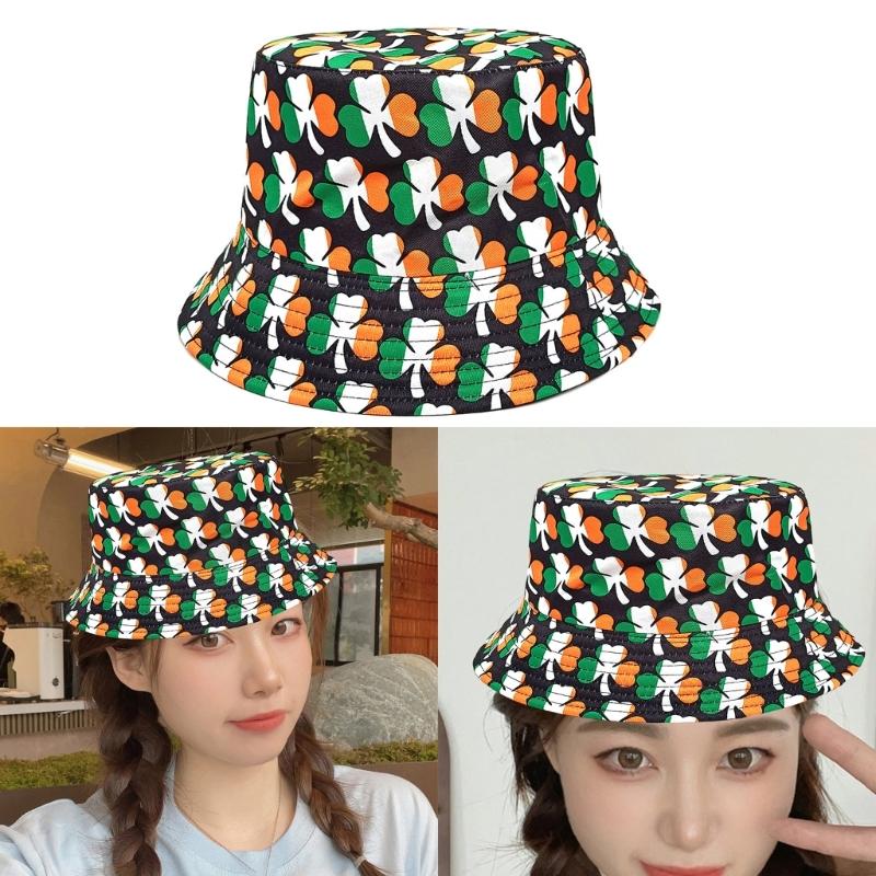 Fisherman Hat Bucket Hat for Girls Shamrock Reversible Casual Hat for Sports Gym Mountain Camping Hat Outdoor Sunshade