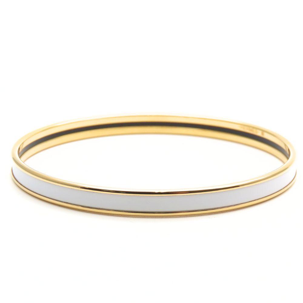 Used HERMES bracelet Uni metal/enamel 11.6g white gold Bangle