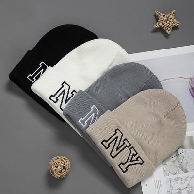 1Pcs Winter Fashion Warm Hat Neutral Versatile Letter Embroidered Knitted Bean Hat Outdoor Ski Hat Suitable For Cycling