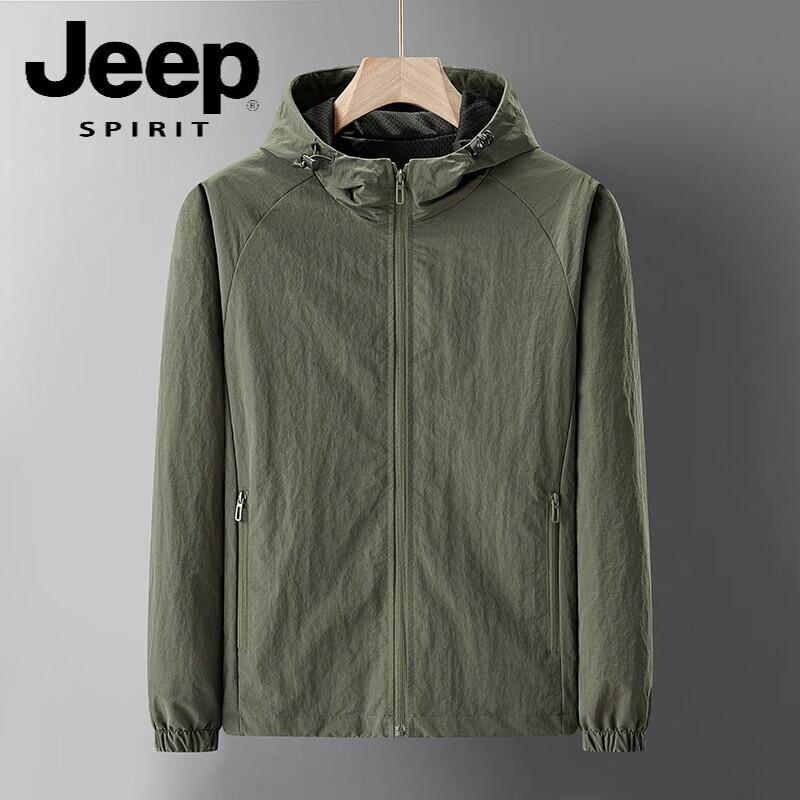JEEP SPIRIT Men s Lightweight Windproof Waterproof Hooded Jacket L