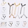 10pcs 3-10 Mm Tassel Round Leather End Tip Caps With Extending Chain Lobster Clasps Hooks Connectors For Jewelry Making Findings