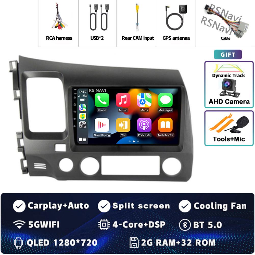 

Автомагнитола Android 14 Carplay Auto для Honda Civic 8 2005-2012 Мультимедийный плеер Навигация GPS 2 Din 4G Аудио Стерео Головное устройство