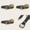 Pu Leather Wide Belt Artificial Fur Design And Carved Needle Buckle For Fashion Lovers