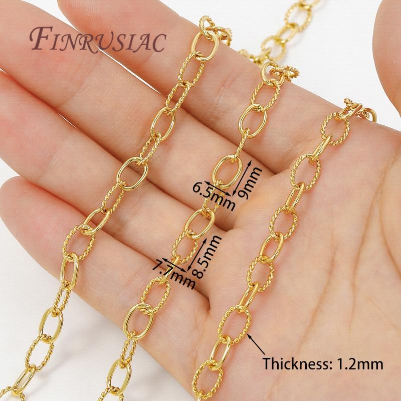 Multiple Styles 0.5-1 Meter 18K Gold Plated Roll Bulk Chains Cable Link Chains For Necklaces High Quality Jewelry Accessories
