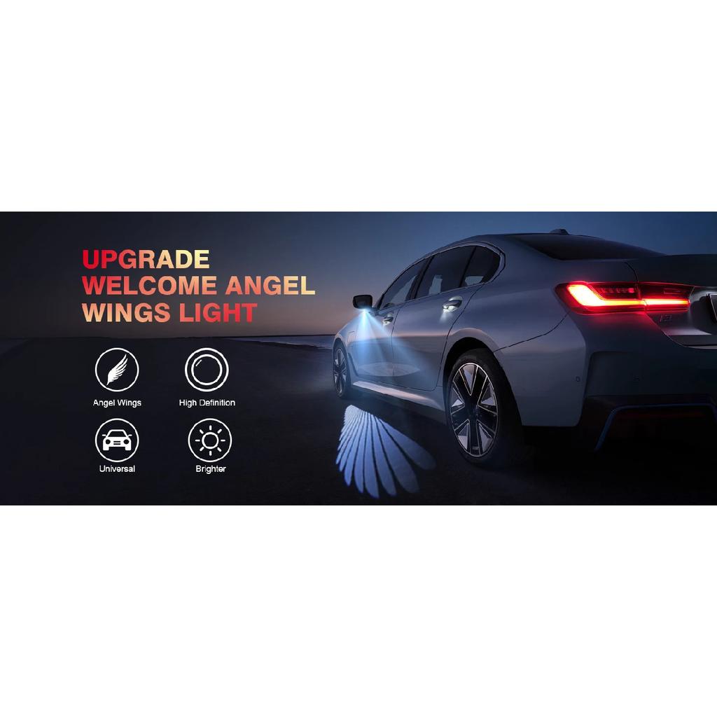 2PCS Car Rearview Mirror Welcome Lamp Blade Light Carpet Projection Lamp Laser Beam Carpet Lamp Universal