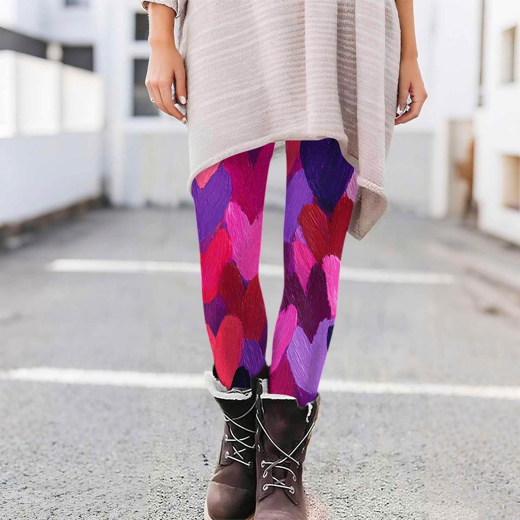 Damen Casual Mode Print Hose High-Waist Straight-Leg Skinny Leggings