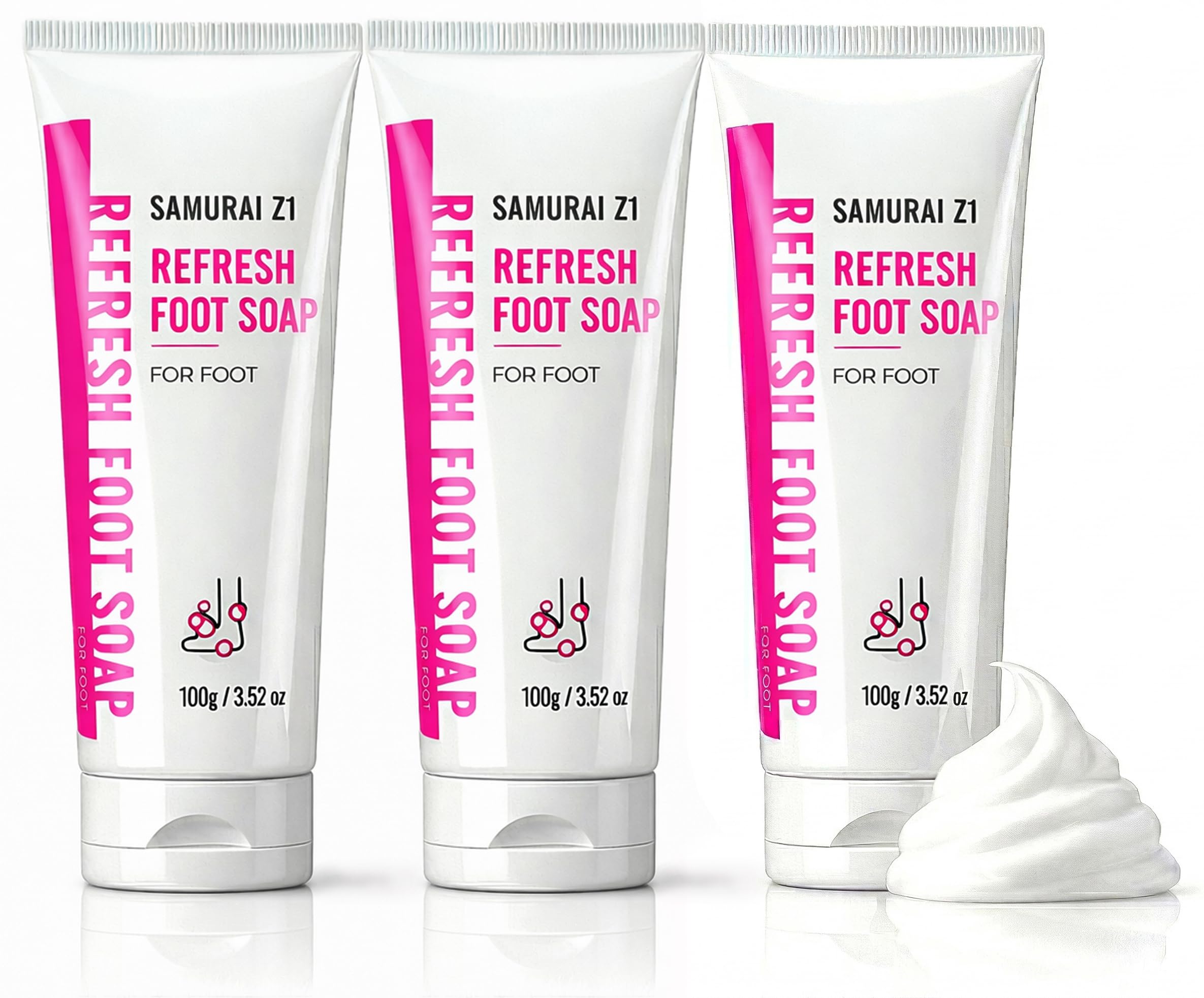 

SAMURAI Z1 Foot Soap 100g of Rich Cleanses Foot Removes Cracked Made in Japan (Set 3) - Foam, Odor, Dry, Skin, Refreshing, Gentle, Moisturizing,