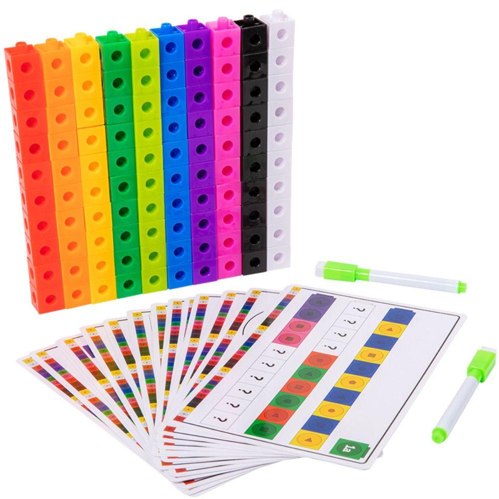 Montessori Cube Puzzle Building Blocks Multilink Counting Stacked DIY Building Blocks Cube Toys Portable Model