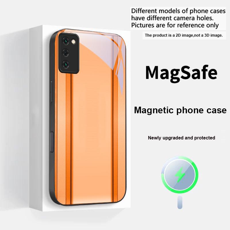 

Golden orange border For Magsafe Samsung S25 S25 Edge S25Ultra S8 9 10 20 S21 Pro 22 Plus S23 FE S24 Ultra Glass Phone Case Galaxy S23+